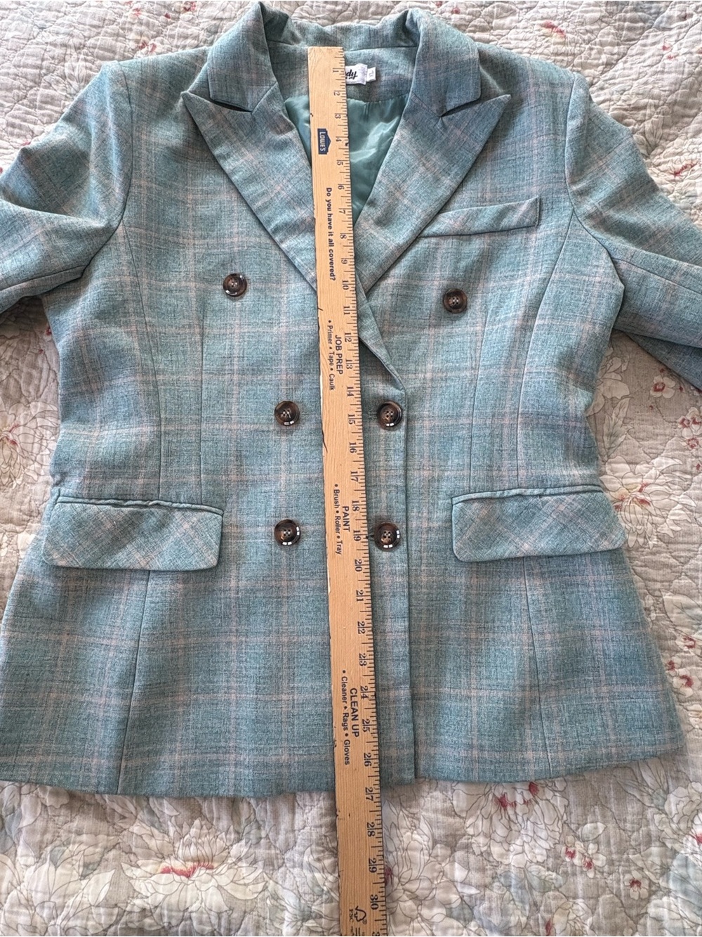 Susielady Vintage Best Mint Plaid Double-Breasted Pantsuit and Jacket - Picture 10 of 14